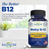 Balincer Vitamin B12 Supplement - 5000 MCG Supplement - Energy Supplement, Cognition, Core System Support, Non - GMO - Luxelstore