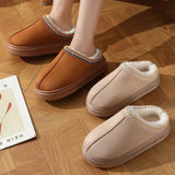New Fashion Fluffy Platform Slippers for Women 2025 Winter Plush Warm Cotton Shoes Woman Comfort Non Slip Unisex Home Slippers - Luxelstore