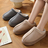 New Fashion Fluffy Platform Slippers for Women 2025 Winter Plush Warm Cotton Shoes Woman Comfort Non Slip Unisex Home Slippers - Luxelstore