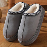 New Fashion Fluffy Platform Slippers for Women 2025 Winter Plush Warm Cotton Shoes Woman Comfort Non Slip Unisex Home Slippers - Luxelstore