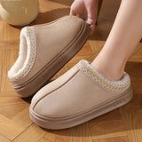 New Fashion Fluffy Platform Slippers for Women 2025 Winter Plush Warm Cotton Shoes Woman Comfort Non Slip Unisex Home Slippers - Luxelstore