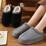 New Fashion Fluffy Platform Slippers for Women 2025 Winter Plush Warm Cotton Shoes Woman Comfort Non Slip Unisex Home Slippers - Luxelstore