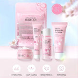 Sakura skin care sets with cleanser, serum, eye cream, facial cream, sunscreen beauty products for women, travel skin care kit - Luxelstore