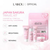 Sakura skin care sets with cleanser, serum, eye cream, facial cream, sunscreen beauty products for women, travel skin care kit - Luxelstore