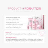 Sakura skin care sets with cleanser, serum, eye cream, facial cream, sunscreen beauty products for women, travel skin care kit - Luxelstore