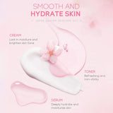 Sakura skin care sets with cleanser, serum, eye cream, facial cream, sunscreen beauty products for women, travel skin care kit - Luxelstore