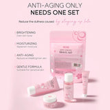 Sakura skin care sets with cleanser, serum, eye cream, facial cream, sunscreen beauty products for women, travel skin care kit - Luxelstore