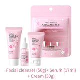 Sakura skin care sets with cleanser, serum, eye cream, facial cream, sunscreen beauty products for women, travel skin care kit - Luxelstore