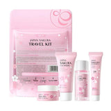 Sakura skin care sets with cleanser, serum, eye cream, facial cream, sunscreen beauty products for women, travel skin care kit - Luxelstore