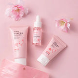 Sakura skin care sets with cleanser, serum, eye cream, facial cream, sunscreen beauty products for women, travel skin care kit - Luxelstore