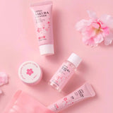 Sakura skin care sets with cleanser, serum, eye cream, facial cream, sunscreen beauty products for women, travel skin care kit - Luxelstore