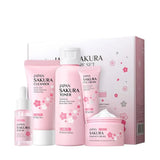 Sakura skin care sets with cleanser, serum, eye cream, facial cream, sunscreen beauty products for women, travel skin care kit - Luxelstore