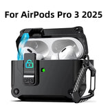 Security Lock Cover for AirPods Pro 3 2025 Case for AirPods Pro3 Pro 3rd Gen 2025 Cases Shockproof PC Headphone Fundas With Hook - Luxelstore