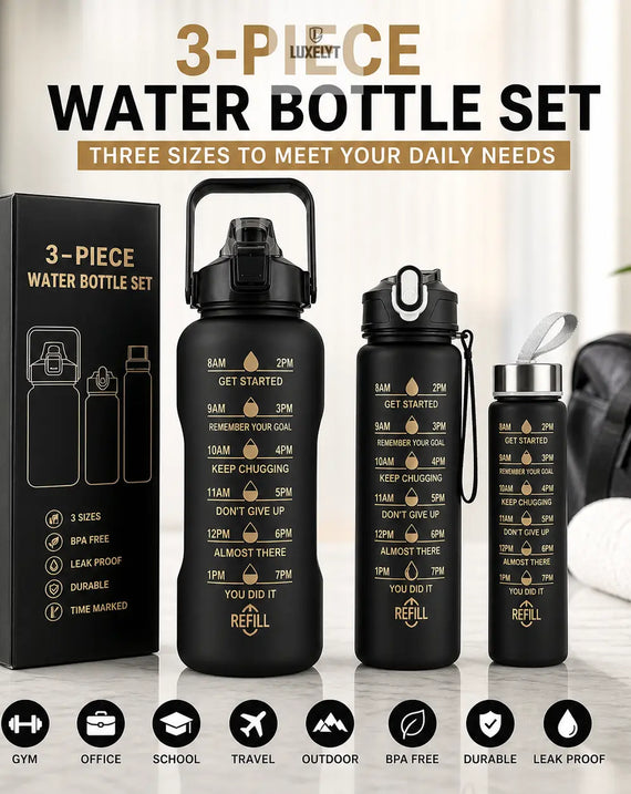 Stay Hydrated. Stay Focused. Luxel Motivational Bottle