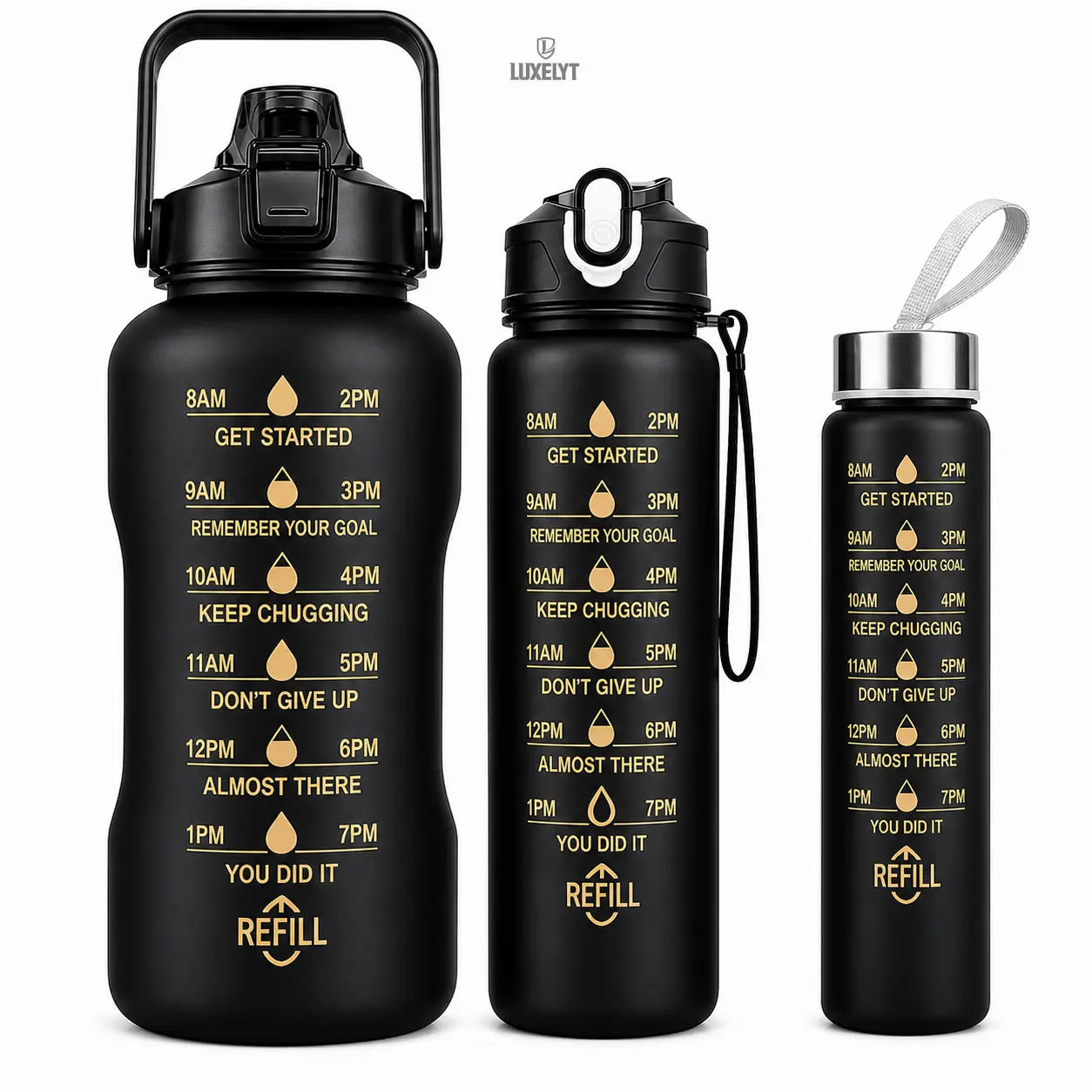 Stay Hydrated. Stay Focused. Luxel Motivational Bottle Luxelstore
