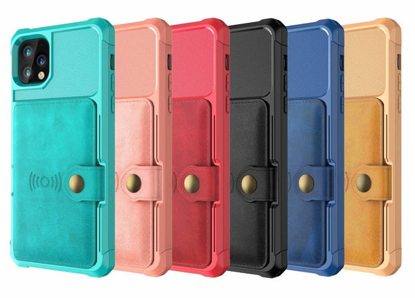 360 Protection Magnetic Leather Wallet Armor Case for iPhone - Luxelstore