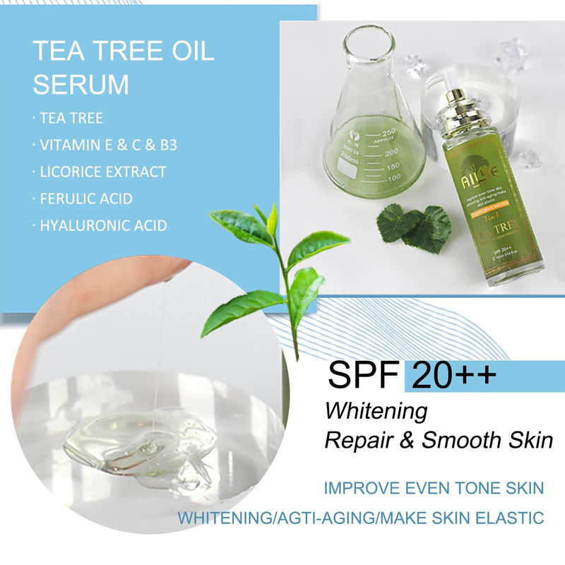 AILKE Tea Tree Oil Serum for Face and Body, Brightening, Moisturizing, Reduce Acne, With Vitamin E & Vitamin B3, 100ml - Luxelstore