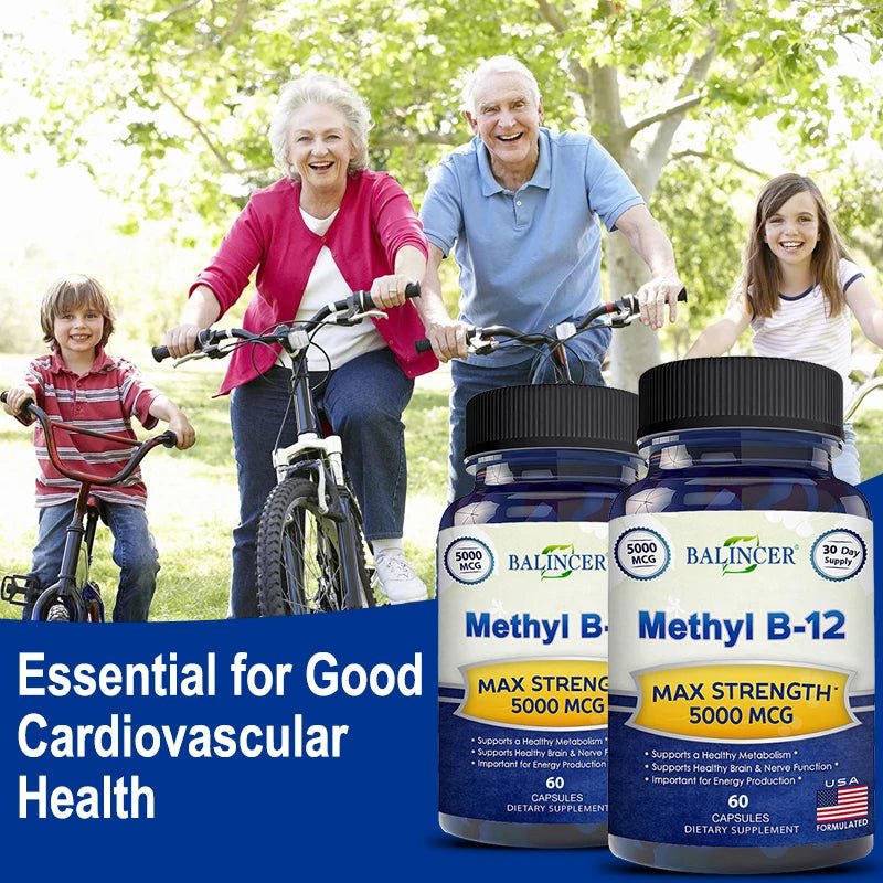 Balincer Vitamin B12 Supplement - 5000 MCG Supplement - Energy Supplement, Cognition, Core System Support, Non - GMO - Luxelstore