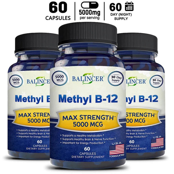 Balincer Vitamin B12 Supplement - 5000 MCG Supplement - Energy Supplement, Cognition, Core System Support, Non - GMO - Luxelstore