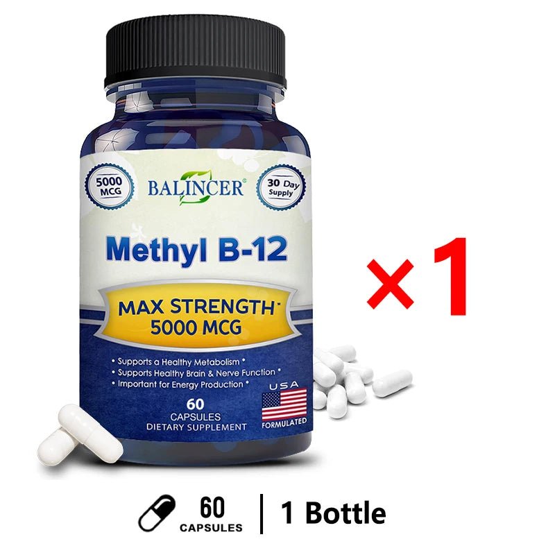 Balincer Vitamin B12 Supplement - 5000 MCG Supplement - Energy Supplement, Cognition, Core System Support, Non - GMO - Luxelstore