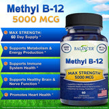Balincer Vitamin B12 Supplement - 5000 MCG Supplement - Energy Supplement, Cognition, Core System Support, Non - GMO - Luxelstore