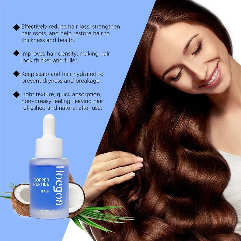 Copper Peptide Hair Density Serum Deep Nourishment And Moist For Damage Hair Treatment,anti - hair Loss Natural Hair Growth Liquid - Luxelstore
