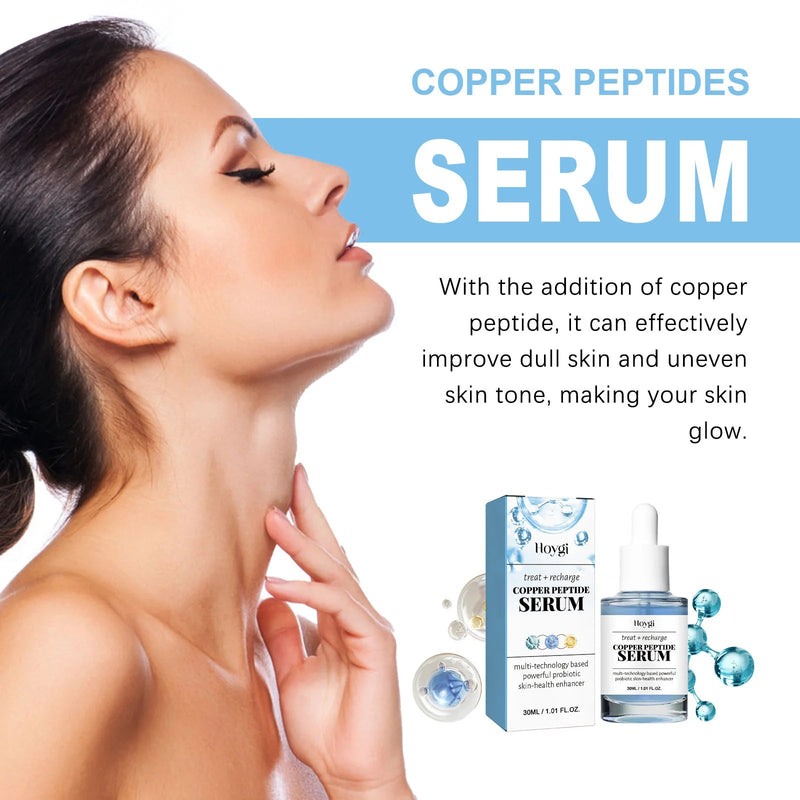 Copper Peptide Serum Anti Aging Fade Fine Lines Pore Shrinking Smoothing Firming Hydrating Hyaluronic Acid Moisturizing Essence - Luxelstore