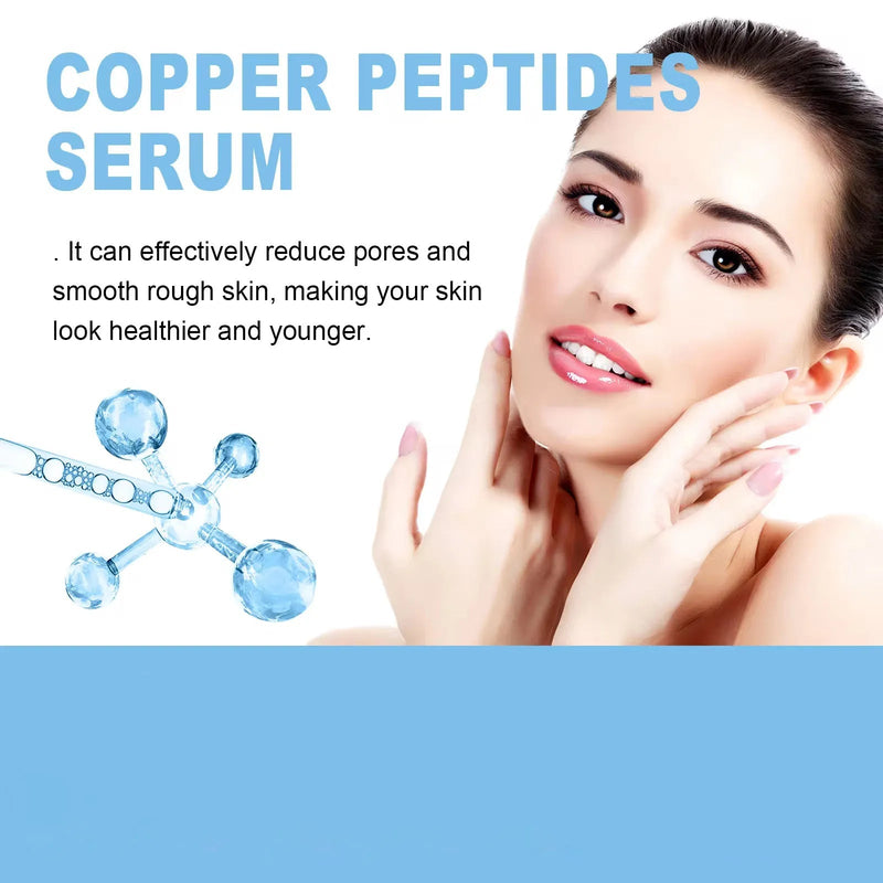 Copper Peptide Serum Anti Aging Fade Fine Lines Pore Shrinking Smoothing Firming Hydrating Hyaluronic Acid Moisturizing Essence - Luxelstore