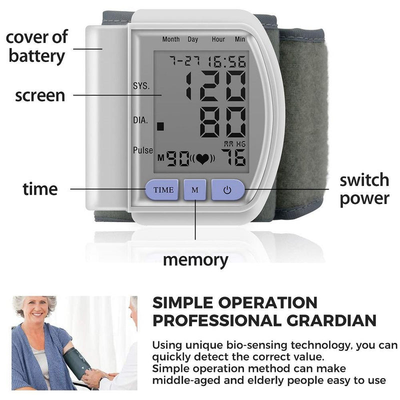 Digital Wrist Blood Pressure Monitor For Measuring Arterial Pressure - Luxelstore