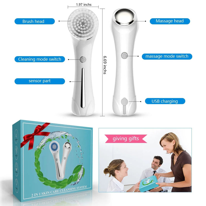 Facial Cleansing Brush, Brush For Exfoliating, IPX7 Waterproof 3 In 1 - Luxelstore