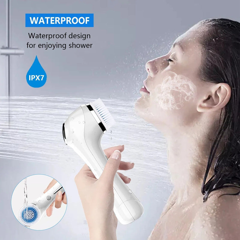 Facial Cleansing Brush, Brush For Exfoliating, IPX7 Waterproof 3 In 1 - Luxelstore