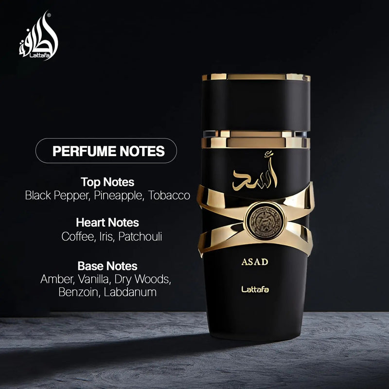 Lattafa Perfumes Asad for Unisex Eau De Parfum Spray 3.4 Ounce - Luxelstore