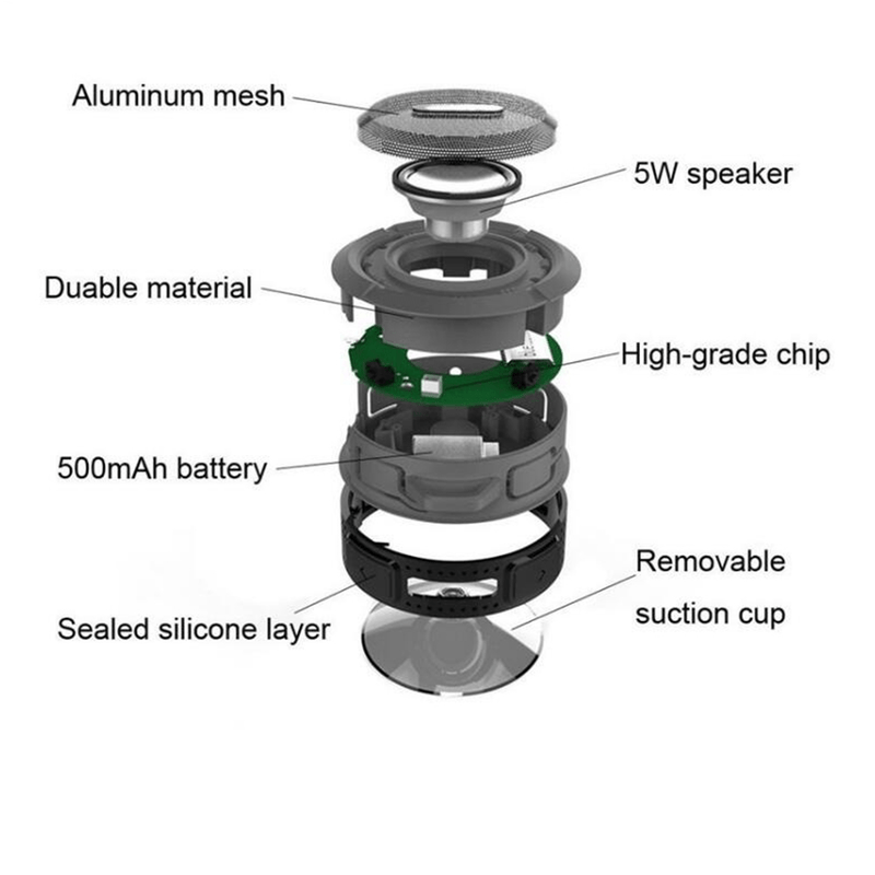 Mini Portable Waterproof Bluetooth Speaker with Suction Cup - Luxelstore