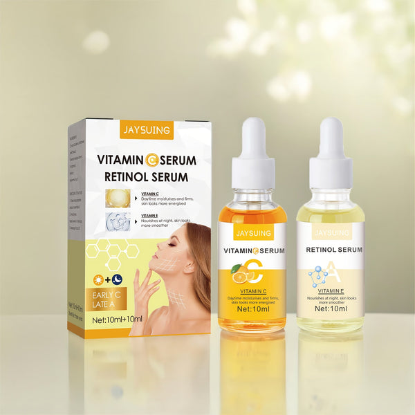 Morning C Night A Serum Combo Drops, Firming, Moisturizing and Brightening Serum with Retinol, Vitamin E and Hyaluronic Acid for All Light Beige, Lift and Nourish Dull Light Beige, for Men and Women!, Night, Skincare Routine, - Luxelstore