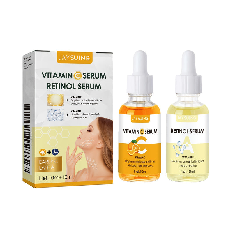Morning C Night A Serum Combo Drops, Firming, Moisturizing and Brightening Serum with Retinol, Vitamin E and Hyaluronic Acid for All Light Beige, Lift and Nourish Dull Light Beige, for Men and Women!, Night, Skincare Routine, - Luxelstore