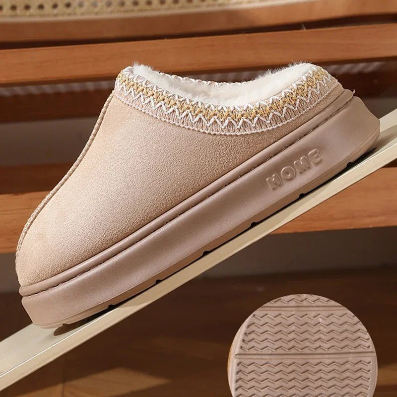 New Fashion Fluffy Platform Slippers for Women 2025 Winter Plush Warm Cotton Shoes Woman Comfort Non Slip Unisex Home Slippers - Luxelstore