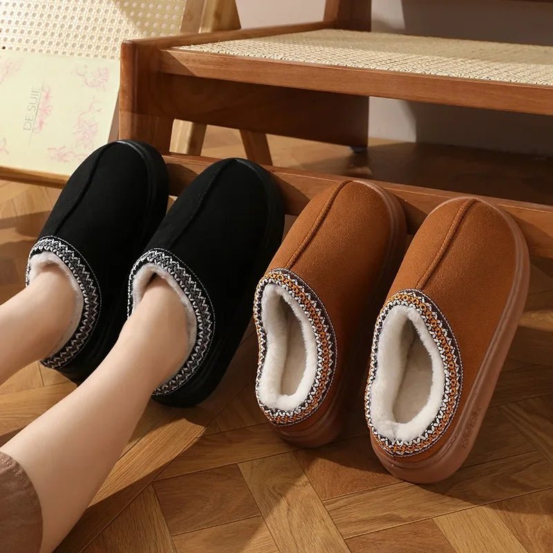 New Fashion Fluffy Platform Slippers for Women 2025 Winter Plush Warm Cotton Shoes Woman Comfort Non Slip Unisex Home Slippers - Luxelstore