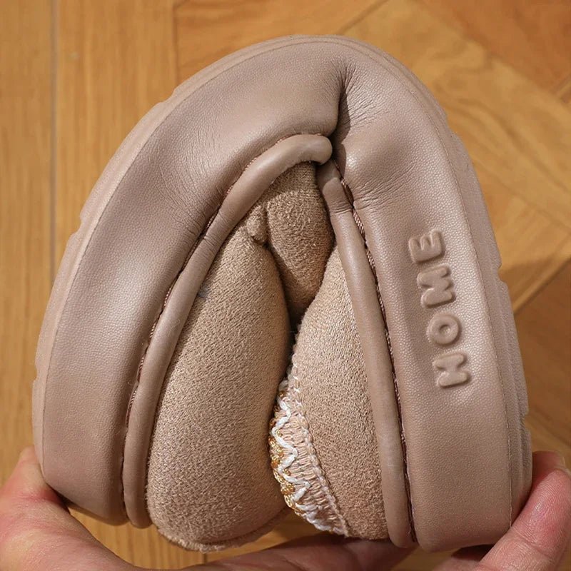 New Fashion Fluffy Platform Slippers for Women 2025 Winter Plush Warm Cotton Shoes Woman Comfort Non Slip Unisex Home Slippers - Luxelstore