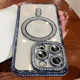 New Fashion Glitter Diamond Transparent Case For iPhone 16 15 14 13 17 12 Pro Max 16 Plus Magnetic Wireless Charge Bumper Cover - Luxelstore