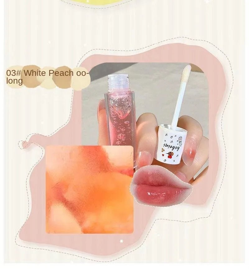 Peach Milk Lip Oil, Bee Lip Balm, Moisturizing Lip Balm, Soothing and Hydrating Lip Oil, Easily Repairs Dry, Cracked Lips - Luxelstore