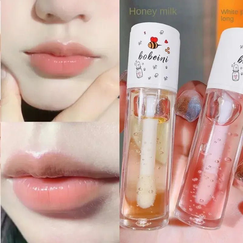 Peach Milk Lip Oil, Bee Lip Balm, Moisturizing Lip Balm, Soothing and Hydrating Lip Oil, Easily Repairs Dry, Cracked Lips - Luxelstore