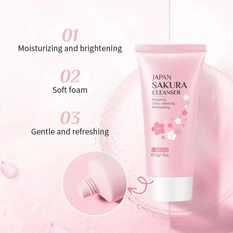 Sakura skin care sets with cleanser, serum, eye cream, facial cream, sunscreen beauty products for women, travel skin care kit - Luxelstore