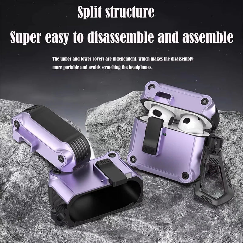 Security Lock Cover for AirPods Pro 3 2025 Case for AirPods Pro3 Pro 3rd Gen 2025 Cases Shockproof PC Headphone Fundas With Hook - Luxelstore
