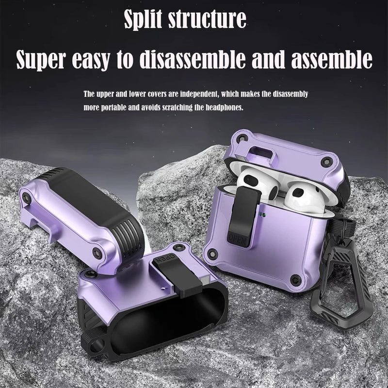 Security Lock Cover for AirPods Pro 3 2025 Case for AirPods Pro3 Pro 3rd Gen 2025 Cases Shockproof PC Headphone Fundas With Hook - Luxelstore