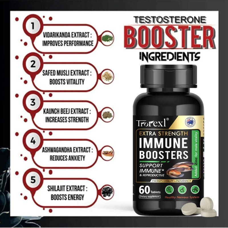 Testosterone Booster for Men, Male Enhancing, Enhance Energy & Endurance, Muscle Growth Supplement, Oyster Maca Ginseng - Luxelstore