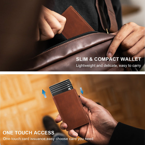 TOYFID Aluminum Alloy Wallet With Genuine Leather Cover Men's Billfolds - Luxelstore