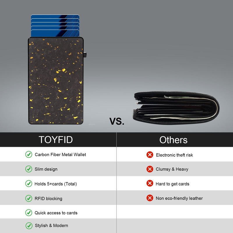 TOYFID Best Pop Up RFID Mens Wallet forged Carbon Fiber Minimalist Amazon to Protect Credit Cards - Luxelstore