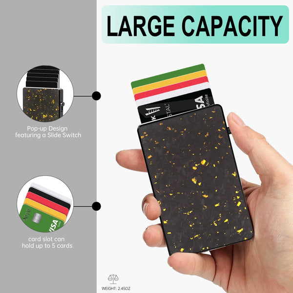 TOYFID Best Pop Up RFID Mens Wallet forged Carbon Fiber Minimalist Amazon to Protect Credit Cards - Luxelstore