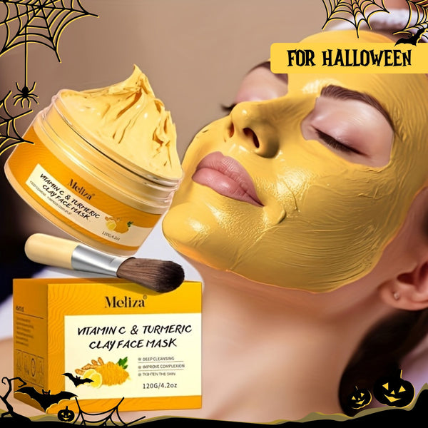 [Turmeric Vitamin C Mask] Turmeric & Vitamin C Facial Mask | Deep Cleaning, Pore Refining, Brightening, Clay Mask, Gentle Formula, Spalike, Cleansing Mask, Women Skincare, All Light Beige Types | Perfect Gift for Christmas, H - Luxelstore