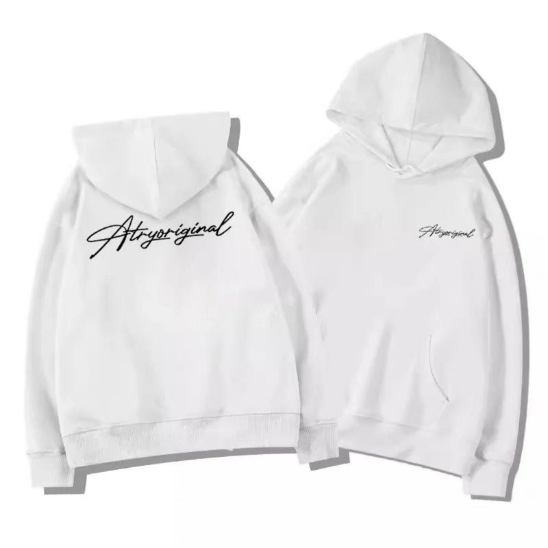White Gray Letter Print Hooded Hoodie Men Women Autumn Winter 2025 New Fashion Loose Casual Y2K Tops Men Cotton Warm Sweatshirt - Luxelstore